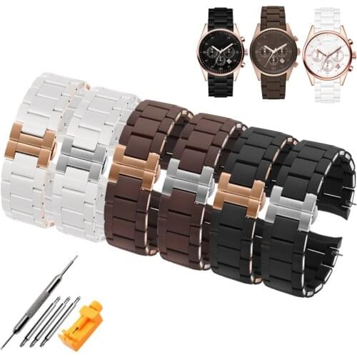 Silicone Rubber Watchband steel in Rubber man 23mm woman 20mm for AR5890 AR5889 AR5858 AR5920 AR5868 AR8023 watch band bracelet