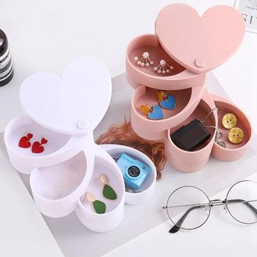 Jewelry Box container Wedding Ring Box for Earrings Necklace Bracelet Multi-layer 360° Heart Display Gift Box Holder Case