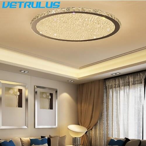 Modern Lamps Luxury Luminaria Round Crystal Lighting Super Thin Ceiling Fixtures Led Chandelier Home Decor Crystal plafonnier