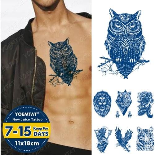 Juice Lasting Ink Tattoos Body Art Waterproof Temporary Tattoo Sticker Leopard Tiger Tatoo Arm Fake Totem Mechanical Owl Tatto