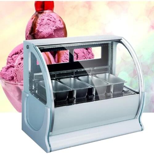 High Quality Ice Cream Display Cabinet Stainless Steel Curved Ice Cream Showcase Commercial Ice Porridge Freezer