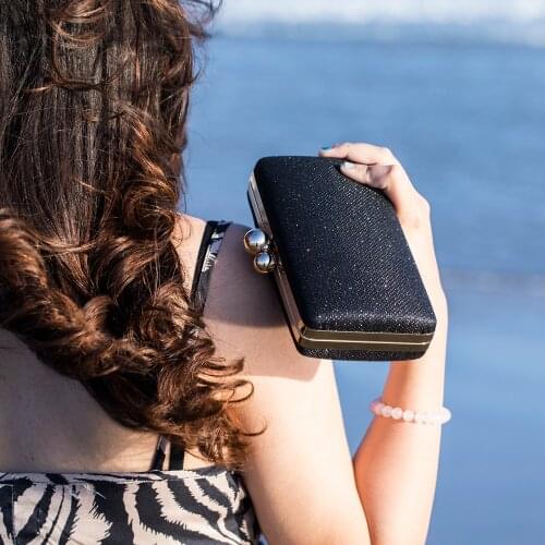 2021 Womens Evening Bag Wedding Party hand bag luxury shoulder bag slant bag shiny black zero wallet ROOGLI