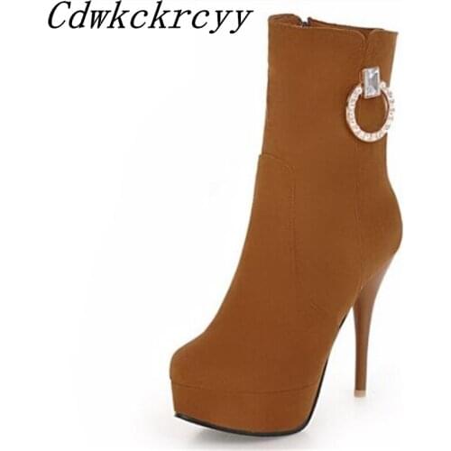 Women Boots Autumn and winter New style fashion Grind Round head Fine heel Naked color sexy Boots plus size 34-48