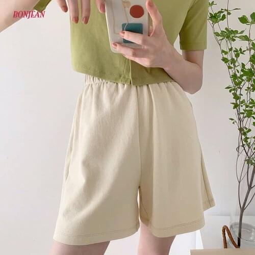 2020 Soft Silk Women Shorts Summer Plus Size Loose Beach Casual Khaki Wide Leg Elastic Waist Shorts Running Trouser