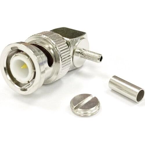 1PC BNC male RF Coax Connector Crimp RG316 RG174 RG58 RG142 Right Angle 90-degree Nickelplated NEW wholesale price