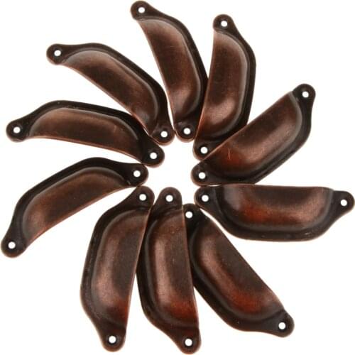 10pcs Pastoral Copper Home Cabinet Handle Knob Drawer Shell Pull 98*34mm