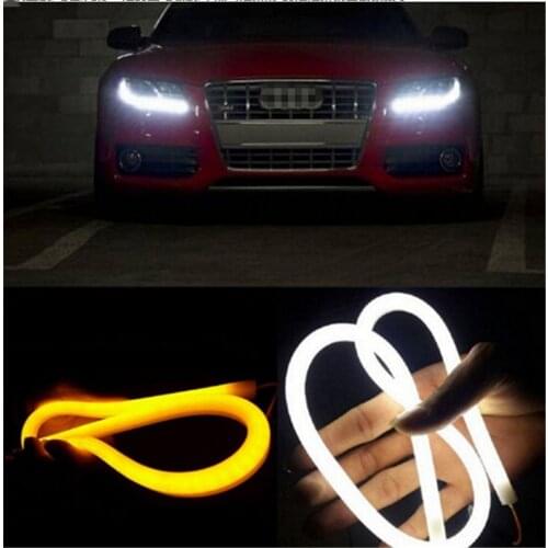 2pcs Car modification led front Headlights decoration strip Silica gel Light guide strip Tears light Eyebrow light Soft light