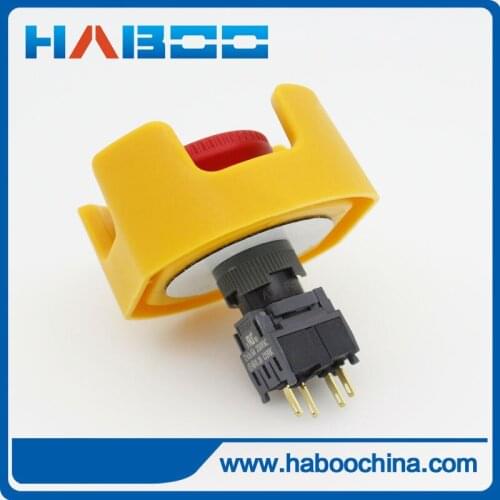2PCS PACKING dia.16mmemergency stop switch with protection cover 1NO+1NC 5A 250V