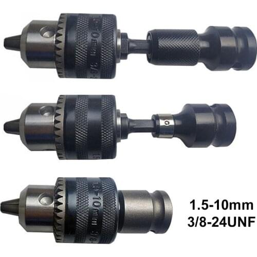 3/4Pcs 10mm 3-jaw Drill Bits Adapter Manual Drill Chuck Wrench Adapter Converter Quick Change 1.5-10mm 3/8-24UNF Clamp Range