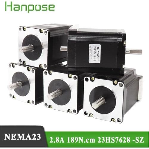 5pcs 23HS7628-SZ Stepper motor 126N.CM 2.8A Nema23 Router Engraving milling machine 3D printer CNC double shaft stepping motor
