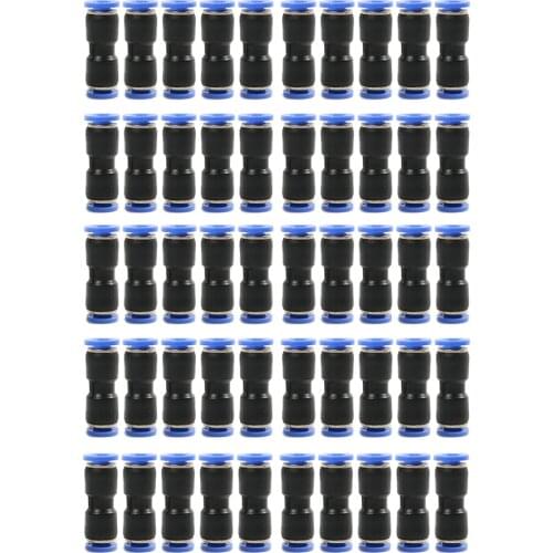 50pcs 6mm Straight Push In Pneumatic Water Air Quick Connector Fittings Coupler