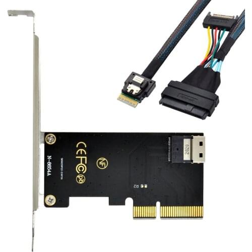 Chenyang PCI-E 3.0 4.0 to SFF-8654 Slimline SAS Card Adapter and U.2 U2 SFF-8639 NVME PCIe SSD Cable for Mainboard SSD
