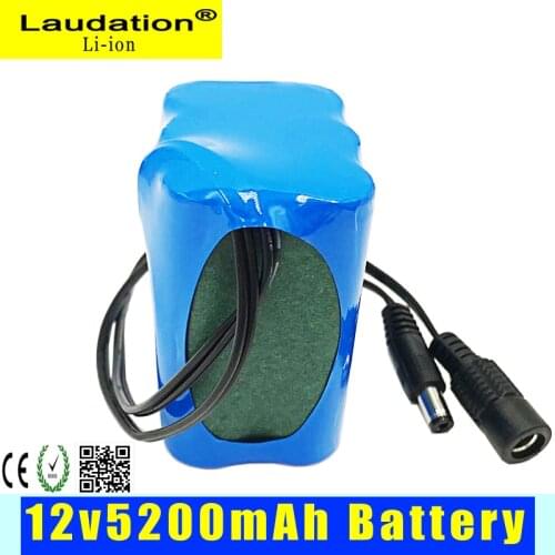 Battery 12v li-ion 3S2pBMS DC11.1V 5.2Ah 12.6V 5200mAh 12V Portable Rechargeable Lithium Battery CCTV Monitor Hunting Flashlight