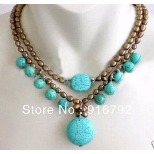 Free shipping >>>>>7-8MM Brown Akoya Cultured Pearl&stone Necklace