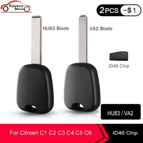 KEYECU Transponde Car Key Fob ID46 Chip For Citroen C2 C3 C4 Picasso C5 C6 Berlingo For Peugeot 206 207 307 HU83 VA2 Blank Blade