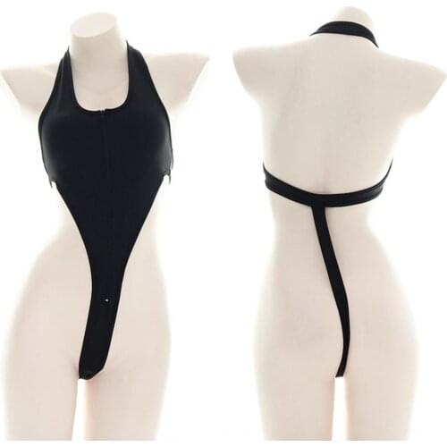 Japanese Style Girl Black One-pieces Zipper Sukumizu Private Swimwear Pajamas Sexy Cosplay School Swimsuit Homewear Body Suit
