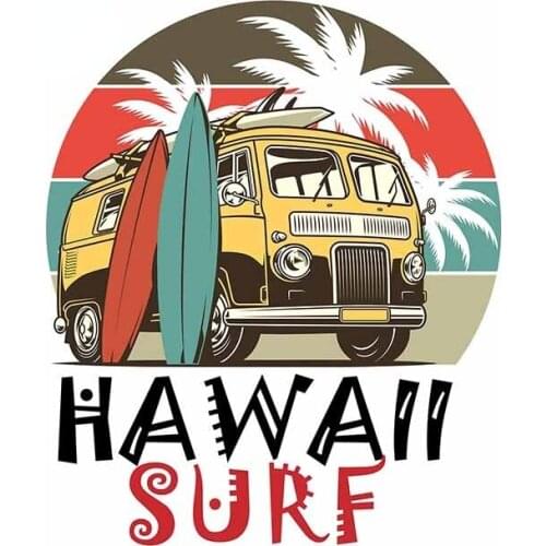 Colored Personalized Beach Hawaii Surf Car Sticker RV Cartoon Occlusion Scratch Decal Refrigerator VAN Bumper Graphics Kk13*11cm