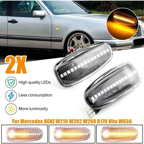 For Mercedes BENZ E-Class W210 C-Class W202 W208 Dynamic Flowing LED Turn Signal Light Side Marker Sequential Blinker Light