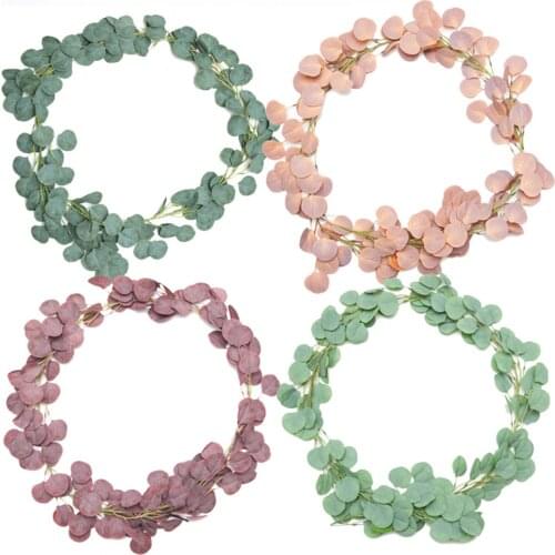 Eucalyptus Leaves Vines Handmade Garland Greenery Wedding Backdrop Arch Wall Decor For Home Wall Door Decor