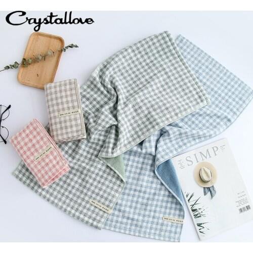 CRYSTALLOVE Plaid Cotton Men Women Face Towels Bath Towels Easy Clean Soft Skin-friendly Bathing Absorbent Bath Towels