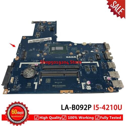 ZIWB2/ZIWB3/ZIWE1 LA-B092P For Lenovo B50-70 Laptop Motherboard I5-4210U SR1EF mainboard