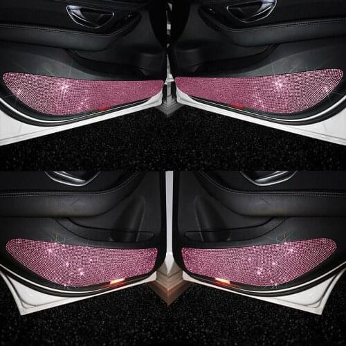 Fashion Luxury Car stickers Decals Anti Kick Mat Seat Back Protective Bling Rhinestone Scratch-resistant Sticker