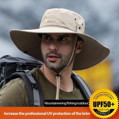Men Fishing Hat Big Brim Fishing Camping UV Protection Adjustable Breathable Durable Hiking Cap Waterproof Sports Hat