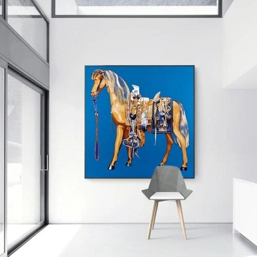 Canvas Painting Abstract Horse Saudi Classic Animal Wall Art Posters Print Wall Art Pictures for Living Room Home Decor Cuadros