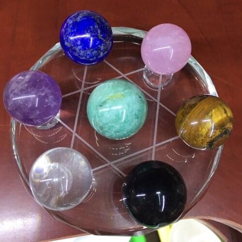 Natural rose amethyst quartz Crystal ball seven star array meditation reiki healing chakra rock crystal sphere for Home Decor