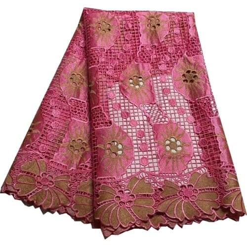 Nigeria Guipure Lace Water-soluble Fabric High Quality Embroidery African Cord Lace Nigeria Mesh Fabric DF-165