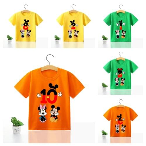 New Disney Mickey Minnie Mouse Digital Short Sleeve T Shirts Children Baby Boy Clothes Kid Girl Top Tee Costume Sweatshirt Gift