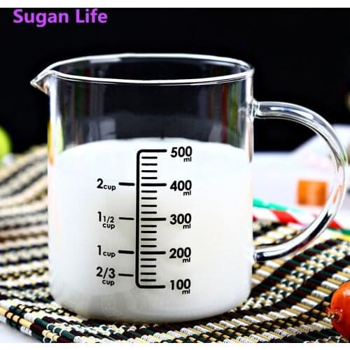 NEW 500ml Glass Measuring Cup Milk Jug Cafe Creamer Cup Juice Tea Espresso Coffee Cup Barista Mug Milk Frother Latte Pitcher