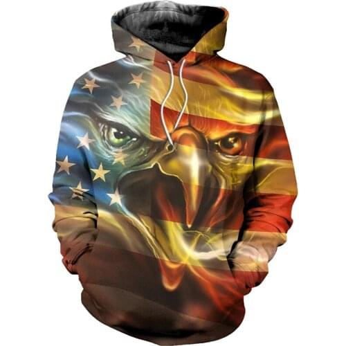 3D printing White Eagle series zipper shirt casual Street Hoodie fashion Sweatshirt