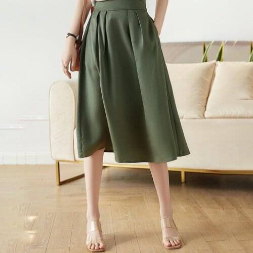 High waist a-line skirt long brown skirt skirt women a line mini skirt high fashion COTTON Solid Ruffles Mid-Calf