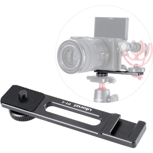 ULANZI PT-5 Vlogging Microphone Stand Extension Outrigger Bar Plate with Cold Shoe Mount and 1/4''-20 Tripod Thread for Sony ZV1