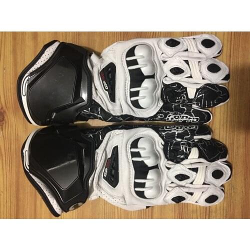 Moto gp Street Motorcycle Leather Long Gloves Racing Motorbike Black/White Gloves