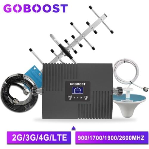 GOBOOST cellular amplifier 4g signal booster GSM 2g 3g 4g repeater LTE 800 AWS 1700 2100 mhz repeater 2600 mobile phone booster