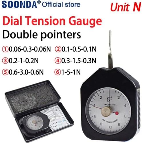 Spring tensiometer dial tension gauge Analog tensiometro Double pointers tensionmeter 0.3N-5N Uint N