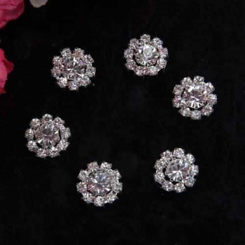 Yundfly 5pcs/lot Alloy Rhinestones Buttons Metal Wedding Invitations Decorate Button Trinket Hair Flower Center Diy Accessories