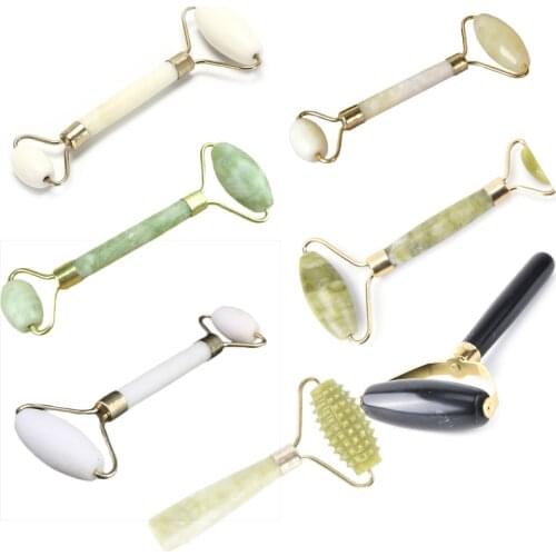 1 Pcs Portable Pratical Facial Massage Roller Natural Jade Anti Wrinkle Face Slimming Shaper Body Foot Relaxation Beauty Tools
