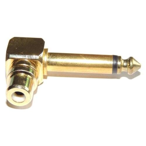 10PCS copper Right Angle Female RCA Phono to 6.35mm Mono Male adapter