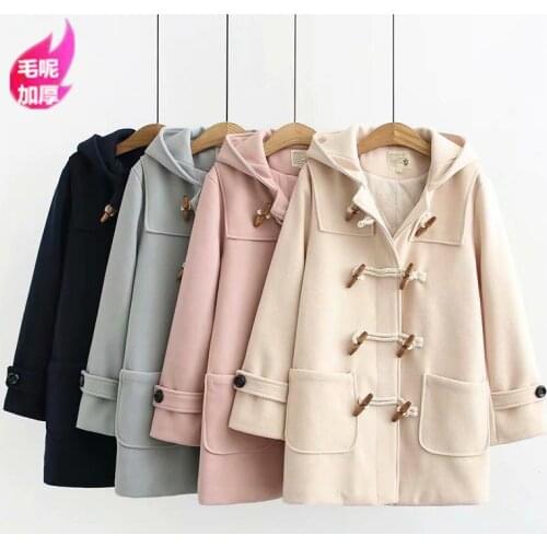 2021 Double Breasted Woolen Coat Women 's Clothing New Korean Style Mid-length Thickened Overcoat Autumn and Winter Long Sleeve