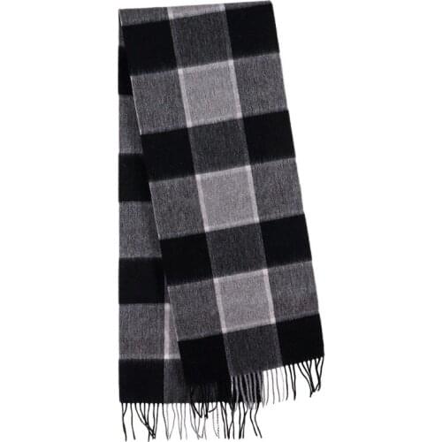 2021 New Autumn Winter Men Warm Pure Wool Plaid Scarf British Business Match Simple Tide Male