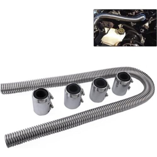 48" Stainless Steel Radiator Flexible Coolant Water Hose with Caps Universal