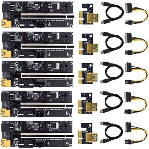 6pcs VER009S Plus USB3.0 PCI-E Riser 009S PLUS Express X1 To X16 Extender USB 3.0 Cable SATA 15pin to 6pin Power For BTC Mining