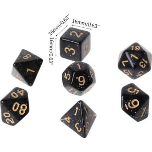 7Pcs/set Dice Acrylic Polyhedral Dice Board Game D4 D6 D8 D10 D12 D20