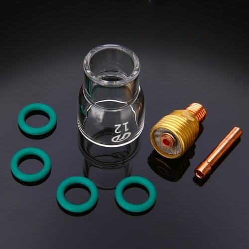 7pcs Practical Pyrex Welding Cup Welding Torch Stubby Gas Lens #12 Glass Pyrex Cup TIG Welding Kit For WP-9/WP-20/WP-25 Mayitr