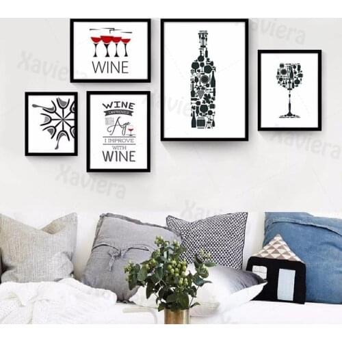 Abstract Wine Quotes Canvas Painting Wine Glass Poster Modern Wall Art Picture Pub Bar Decor Kitchen Dining Room Home Decoration