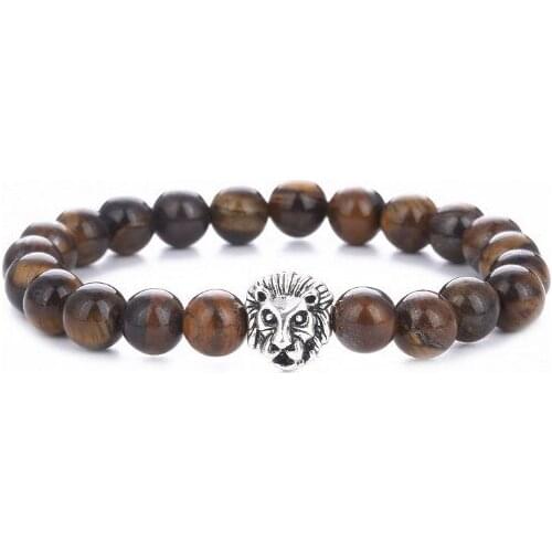 8mm leopard copper hg3213 yellow Tigereye Onyx Yoga elastic thread adjusted bead Stone Bracelet men women Bangles