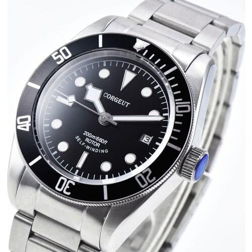 CORGEUT Brand Luxury Mens Sapphire Watch NH35 Miyota Automatic Military Sports Diver 100M Waterproof Business Mechanical Watch